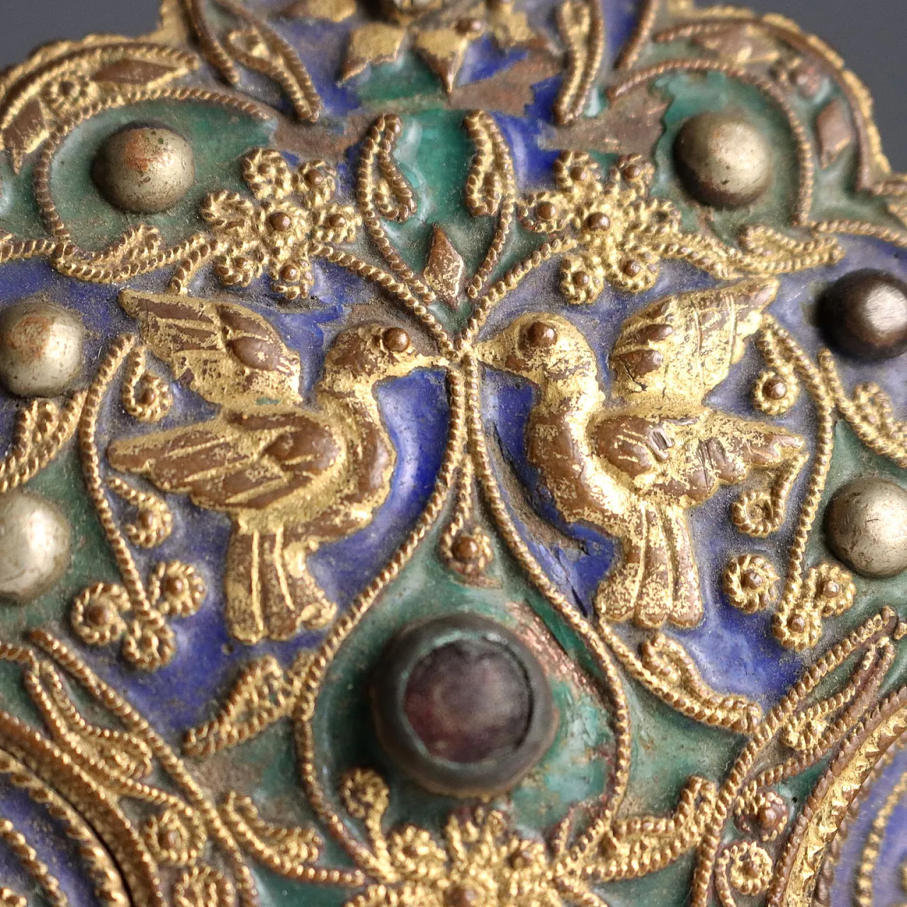 Ceremonial belt with engraved metal plaques, 20th century 4