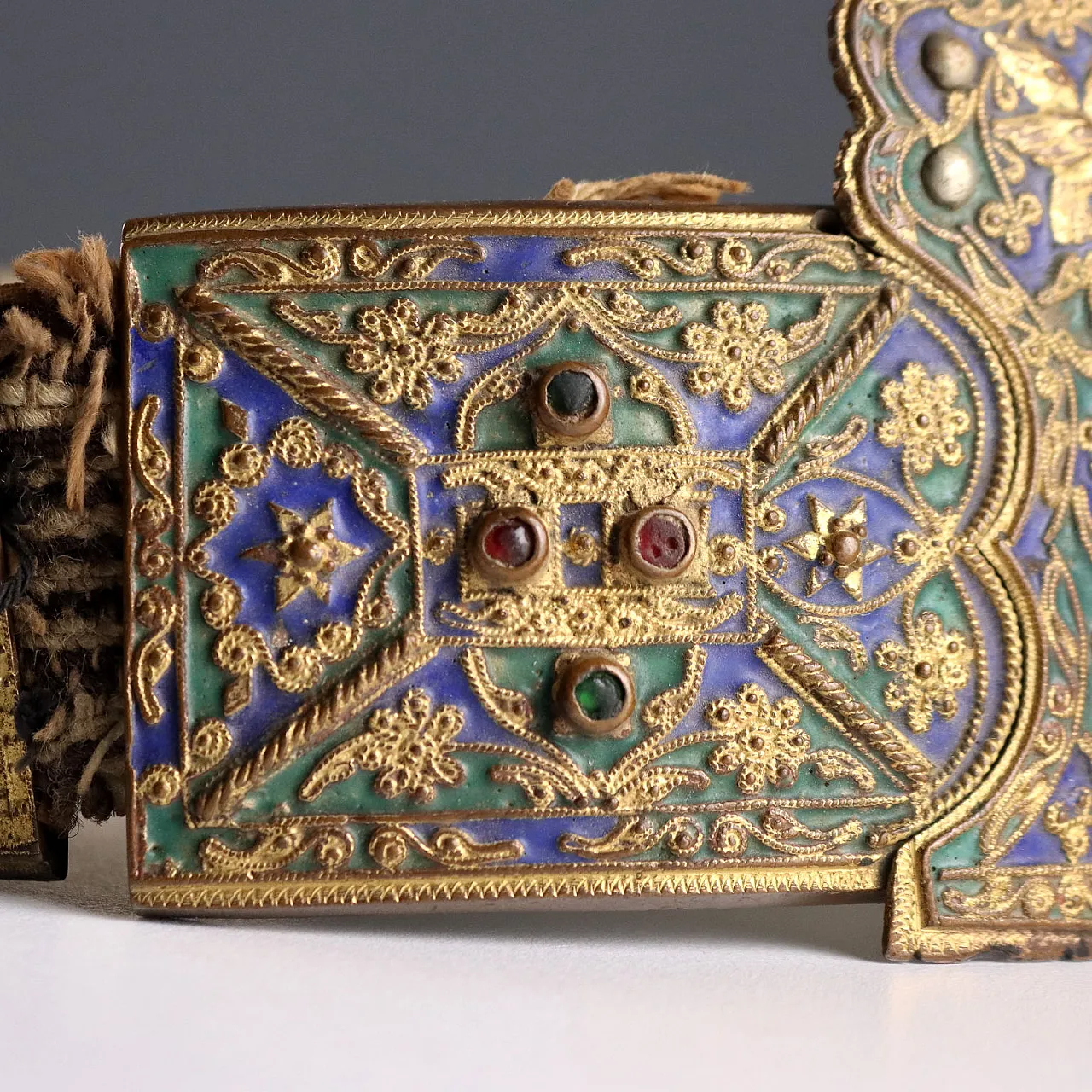 Ceremonial belt with engraved metal plaques, 20th century 6