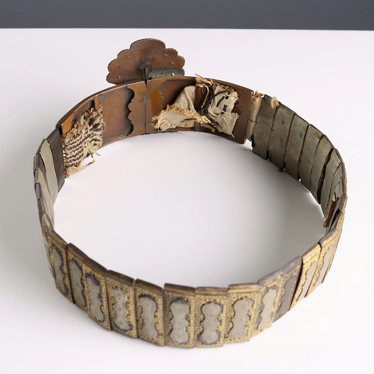Ceremonial belt with engraved metal plaques, 20th century 8