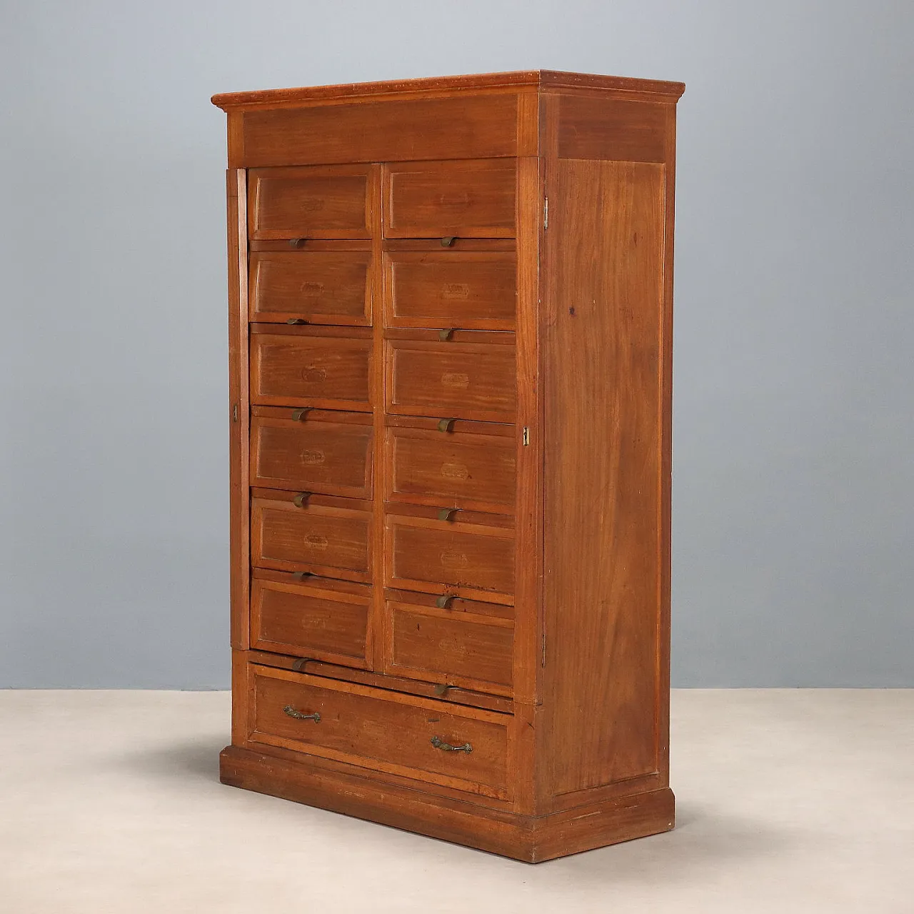 Chest of drawers in mahogany, oak, poplar and bronze, 20th century 1
