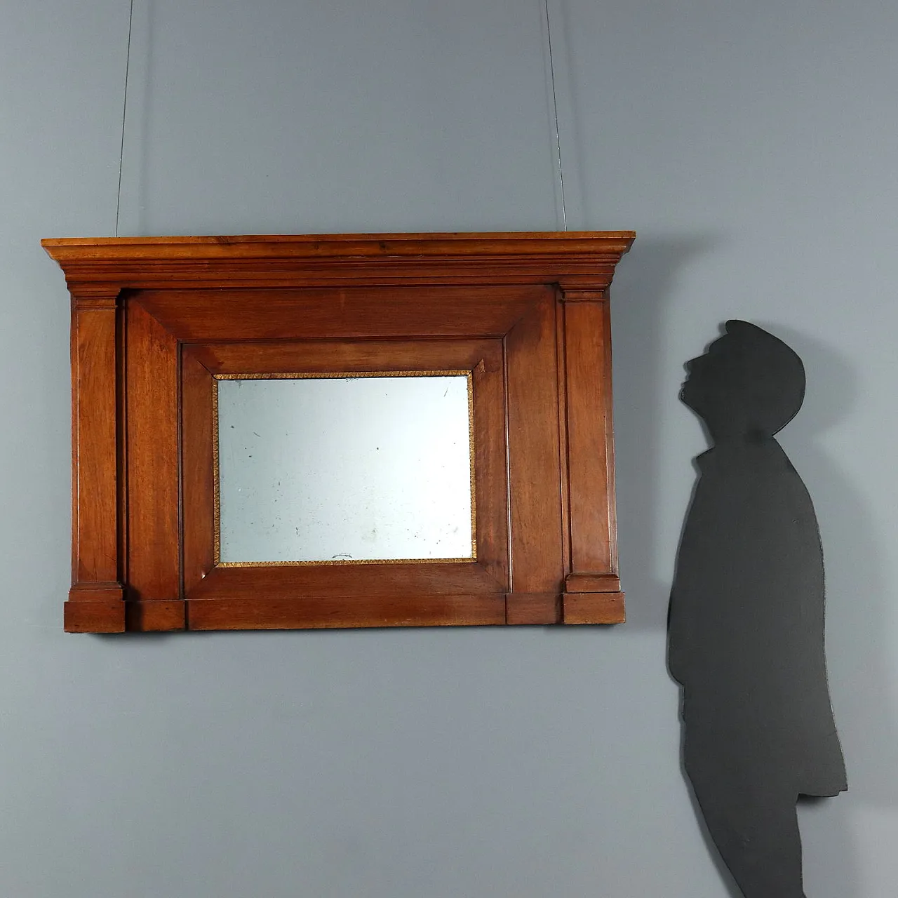 Camino Impero in noce con specchio, metà '800 2