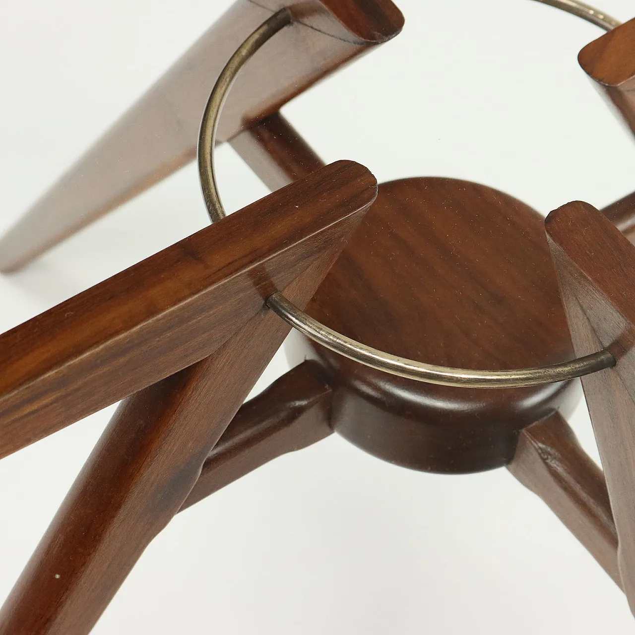 Argentinian stained beech, brass and glass coffee table, 1950s 8
