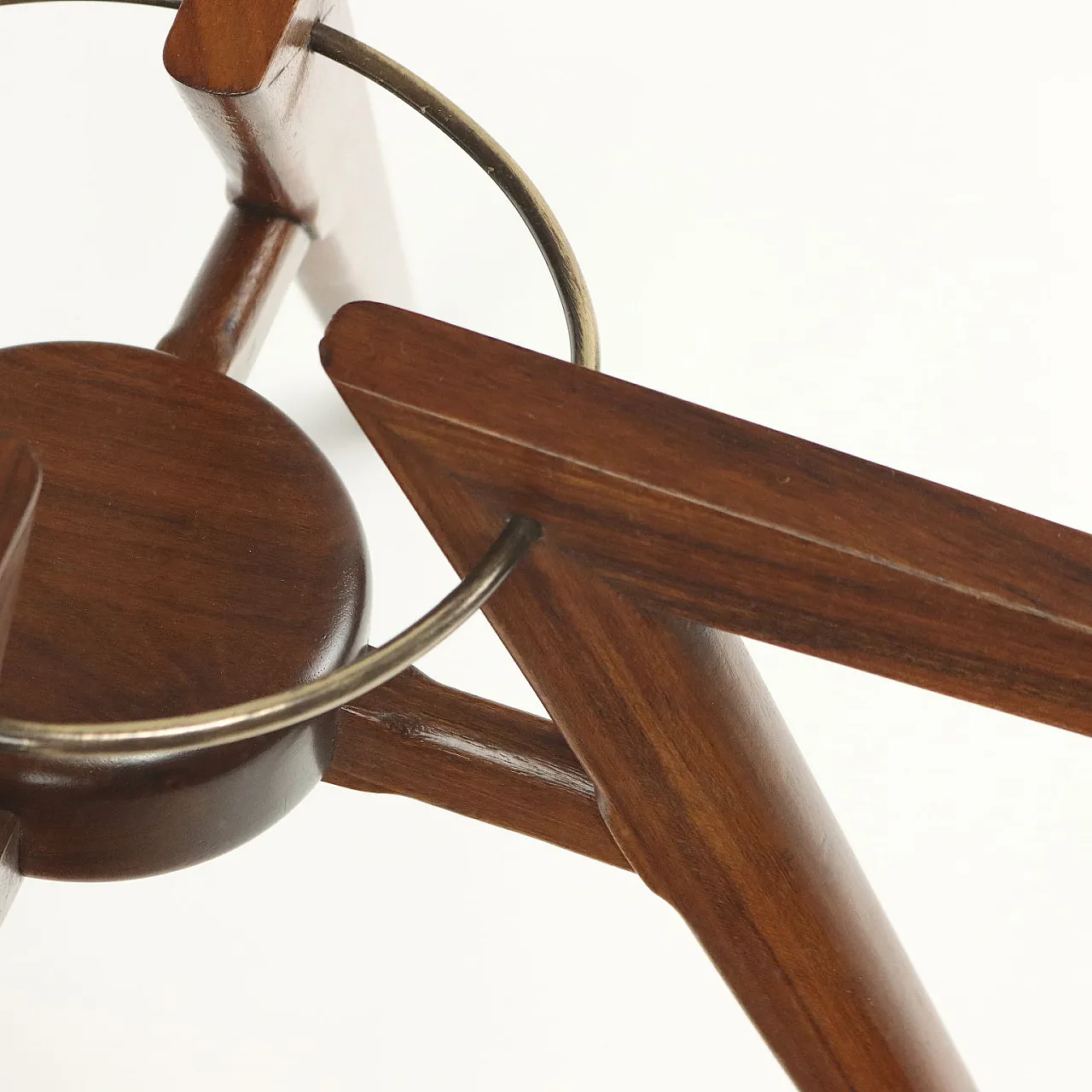 Argentinian stained beech, brass and glass coffee table, 1950s 9
