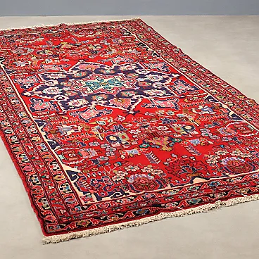 Tappeto Nahavand in cotone e lana, nodo grosso, fatto a mano, '900