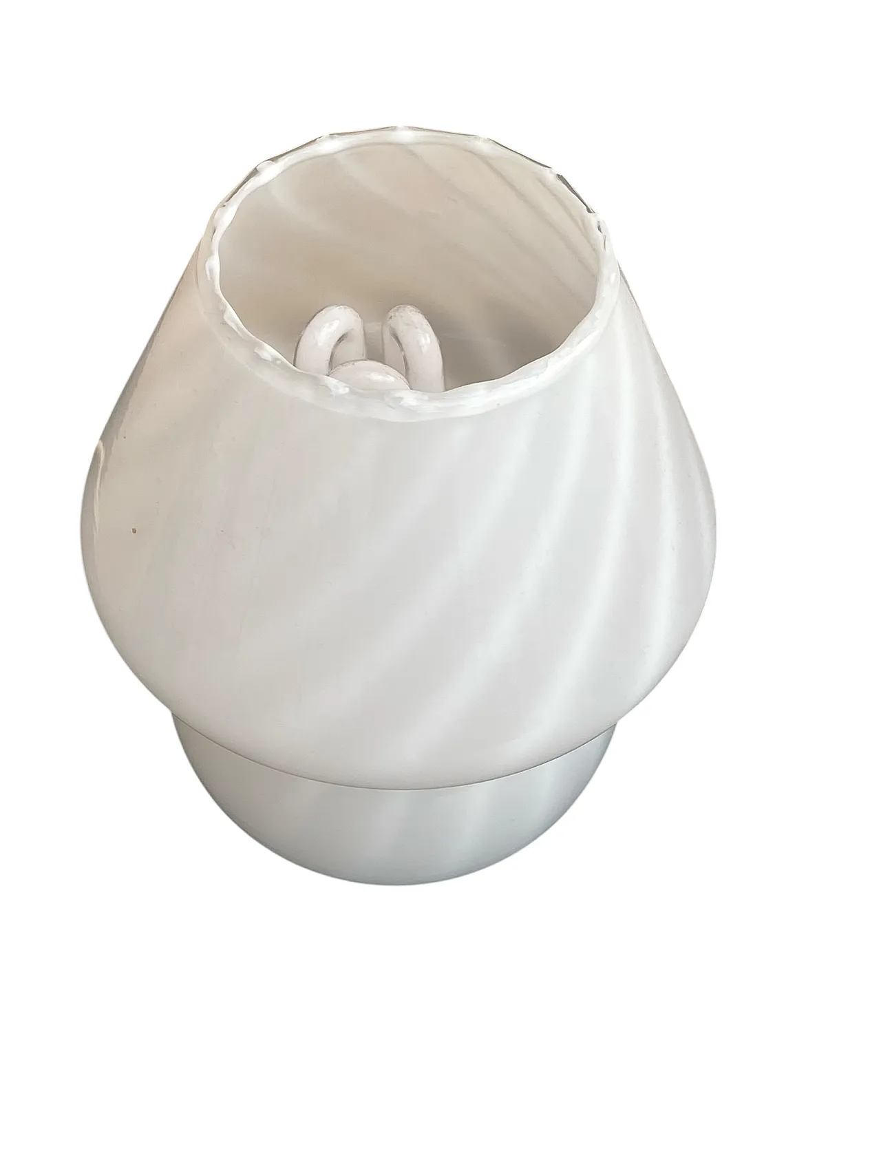 Pair of mushroom lamps in Murano glass white, 70s 2