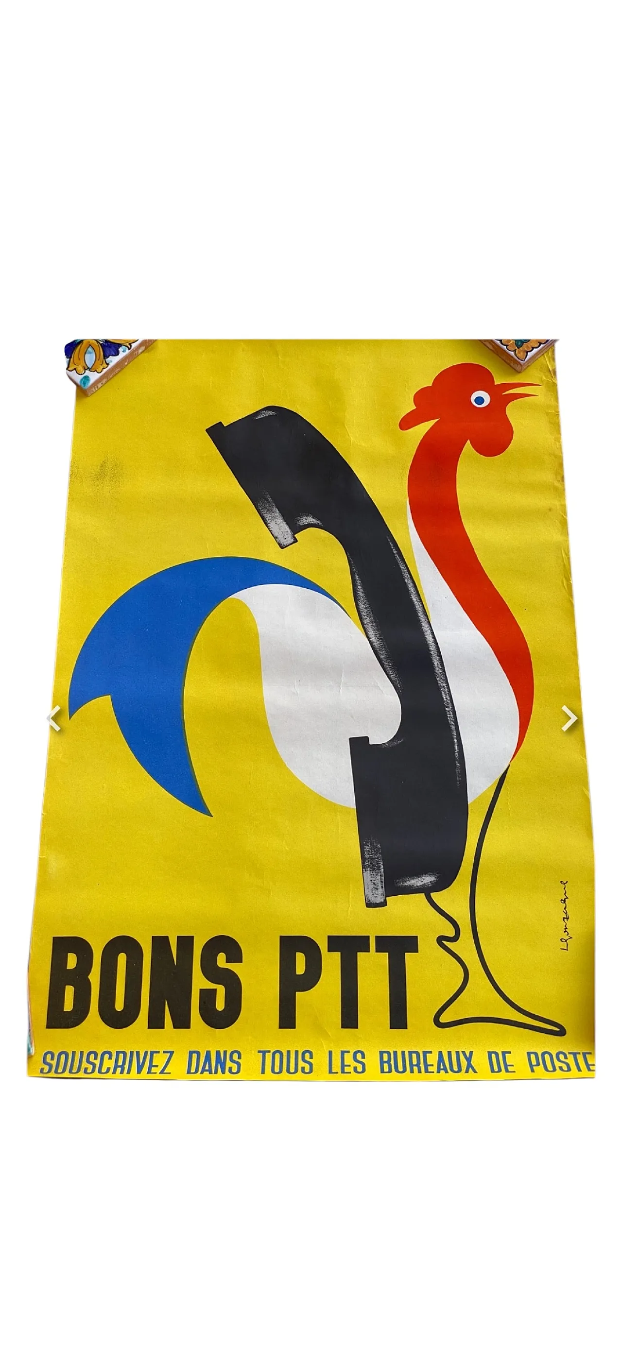 Bons PTT poster signed by Raymond S, 50s 1