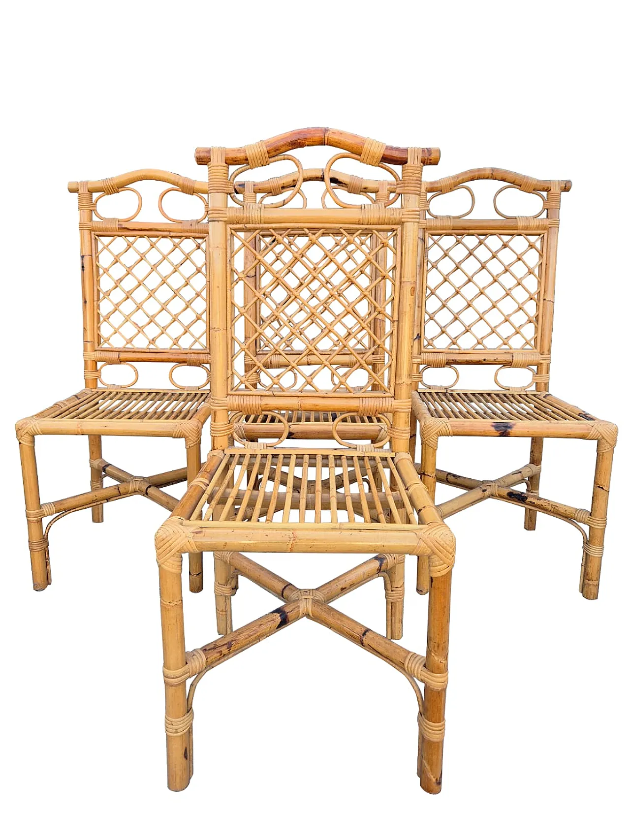 Set da pranzo in bambù intrecciato,  anni ’70 13