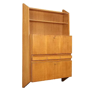 Mobile in legno impiallacciato rovere con scrivania a ribalta, '900