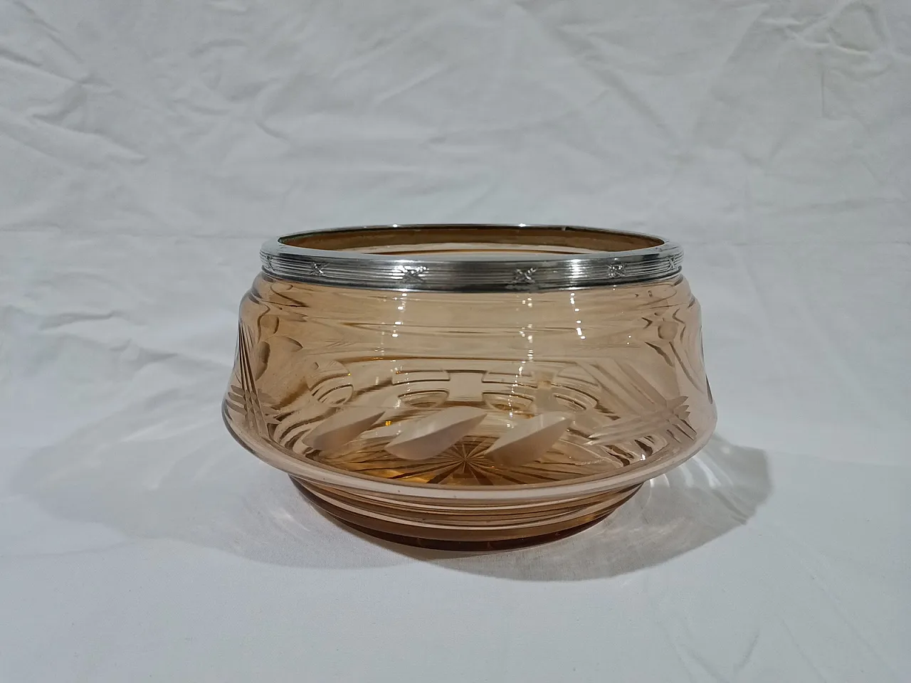 Table Centerpiece Murano Glass Bowl silver, 50s 2