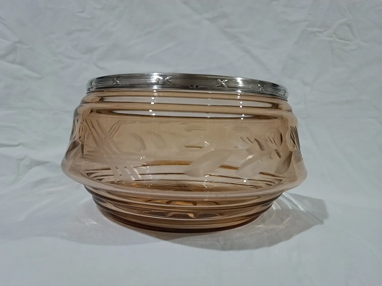 Table Centerpiece Murano Glass Bowl silver, 50s 12