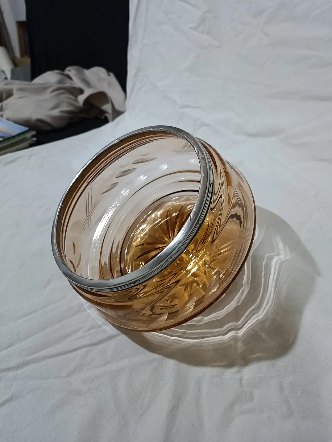 Table Centerpiece Murano Glass Bowl silver, 50s 20