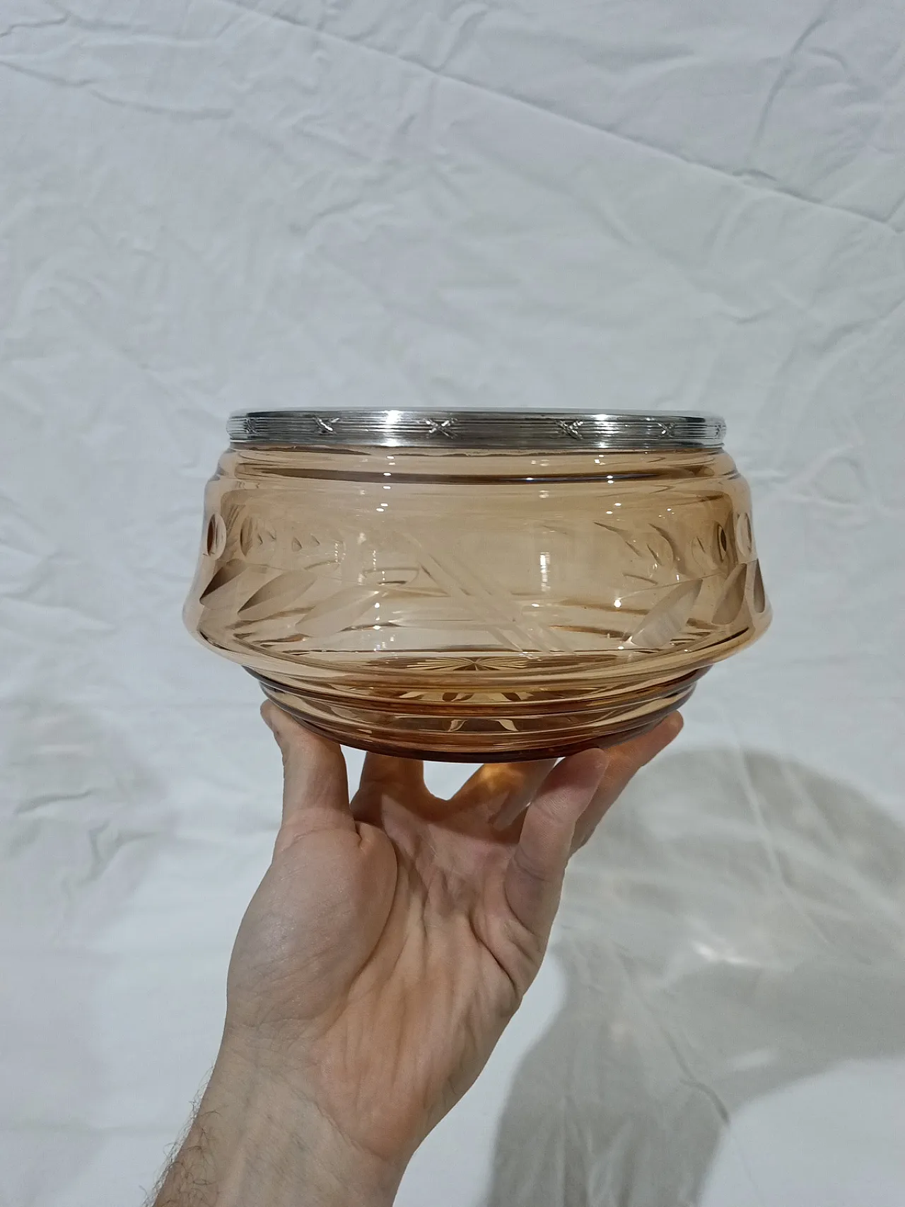 Table Centerpiece Murano Glass Bowl silver, 50s 22