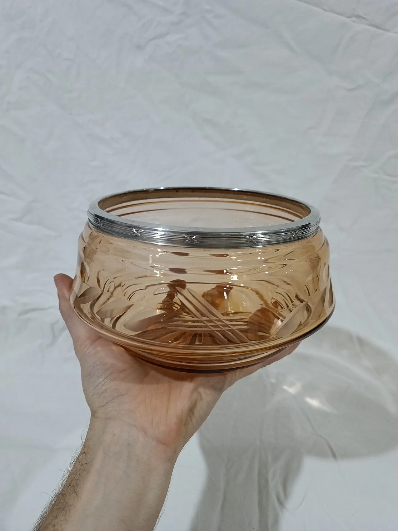 Table Centerpiece Murano Glass Bowl silver, 50s 23