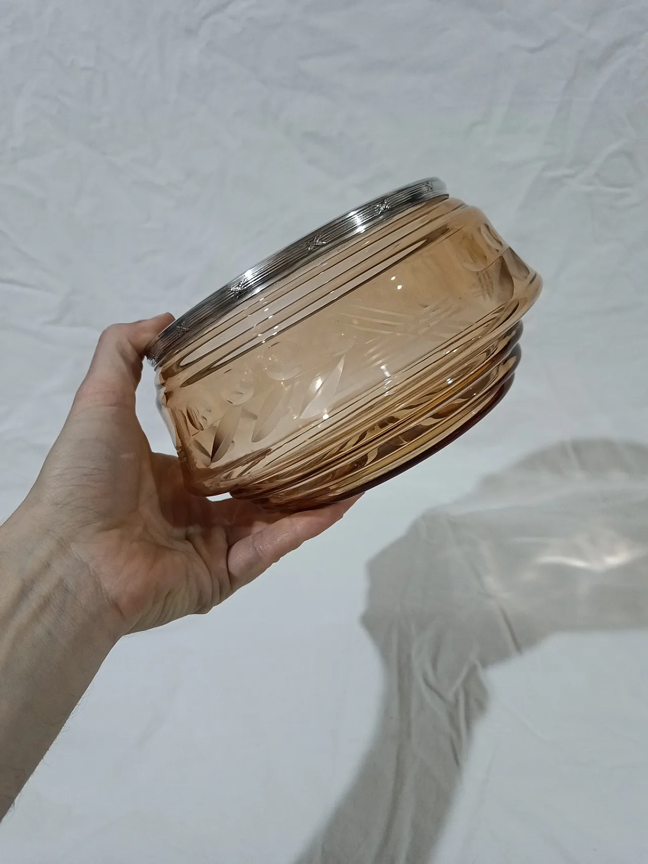 Table Centerpiece Murano Glass Bowl silver, 50s 25