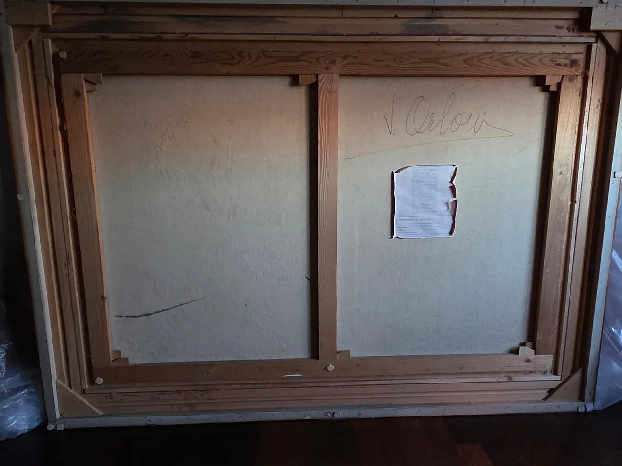 Dipinto su tela con cornice in legno di V. Orlow, XX secolo 15