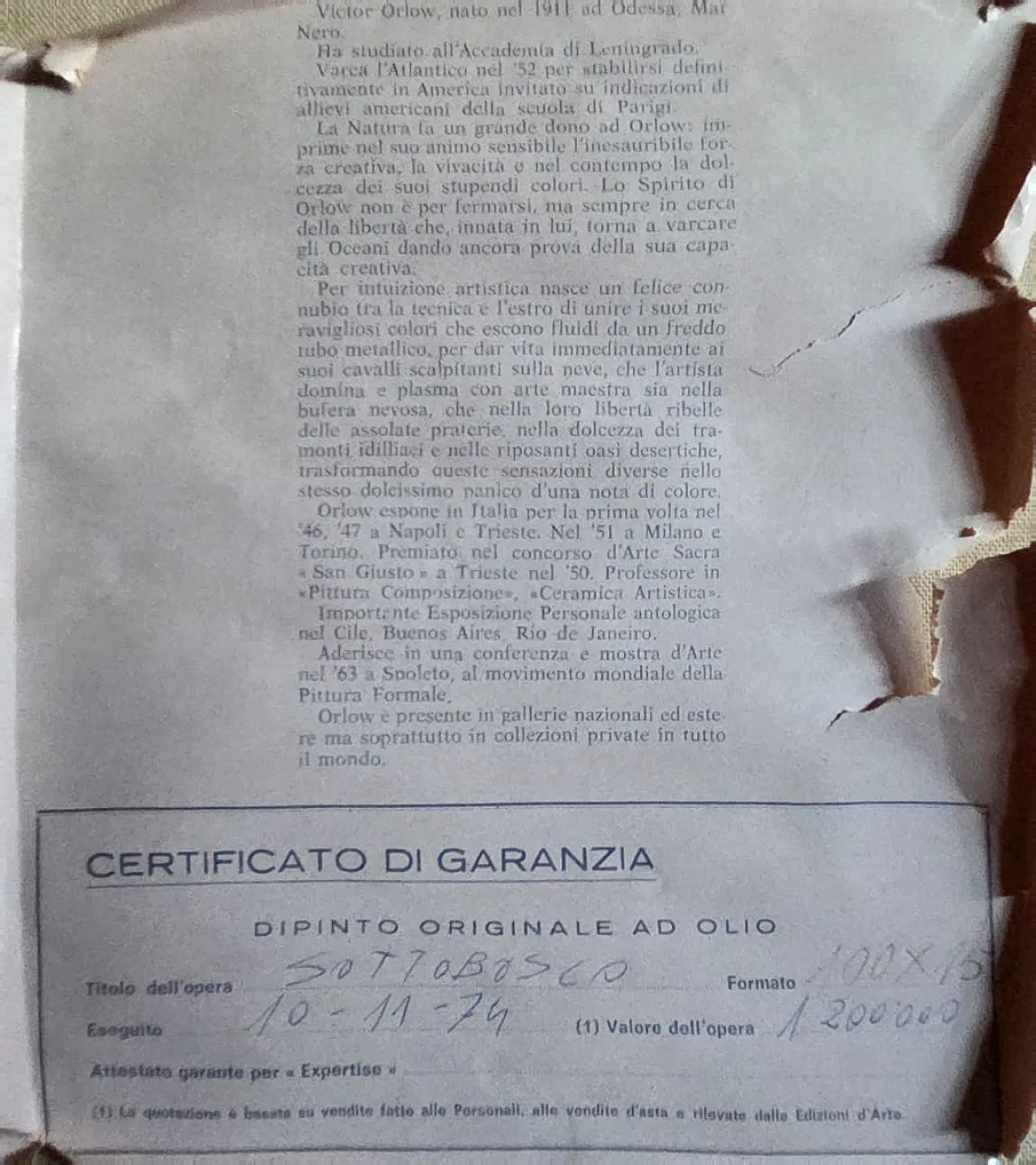 Dipinto su tela con cornice in legno di V. Orlow, XX secolo 16