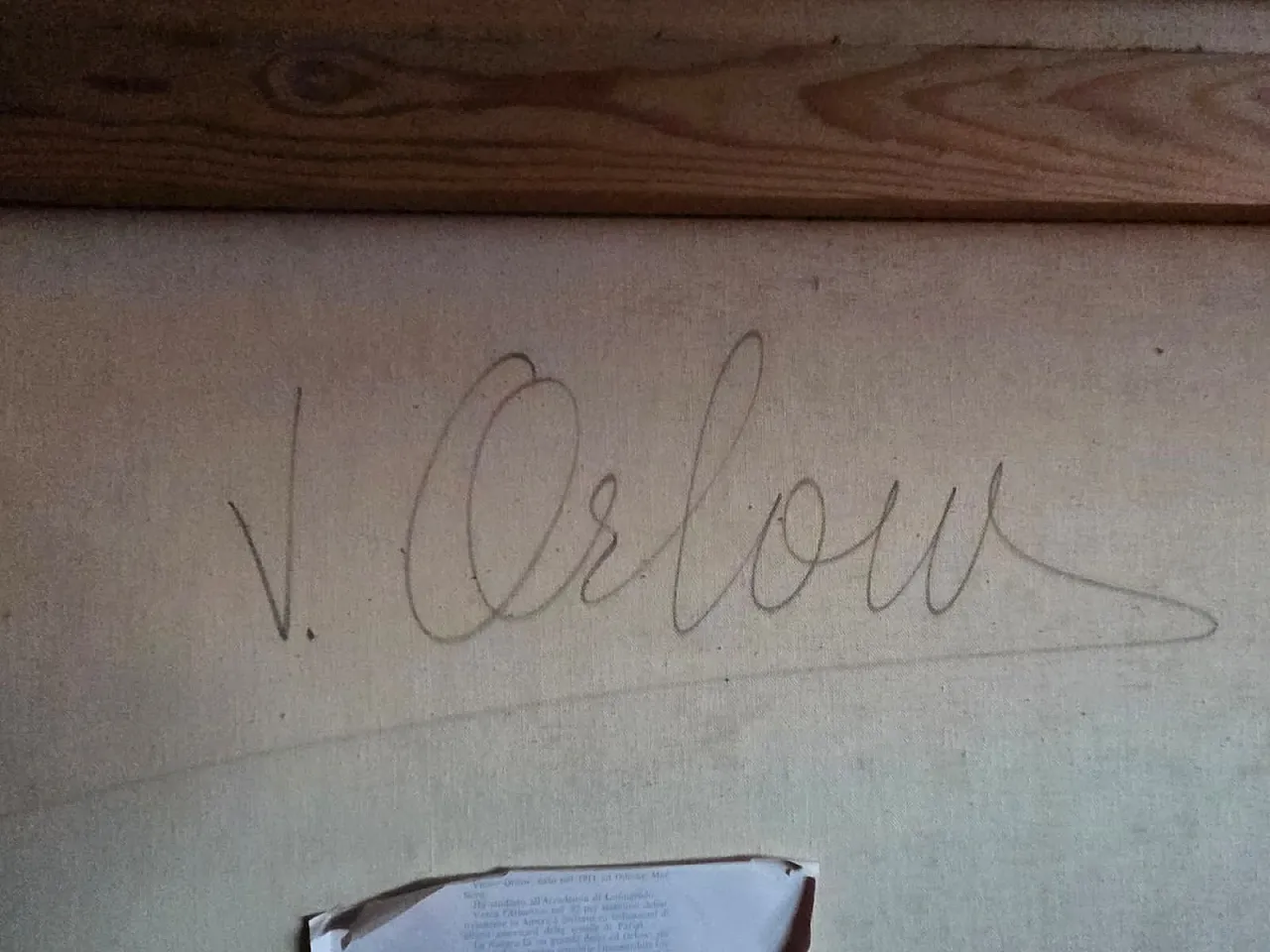 Dipinto su tela con cornice in legno di V. Orlow, XX secolo 20