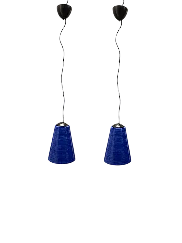 Pair of Mid-Century Italian Murano Glass Pendant Lights, 80s