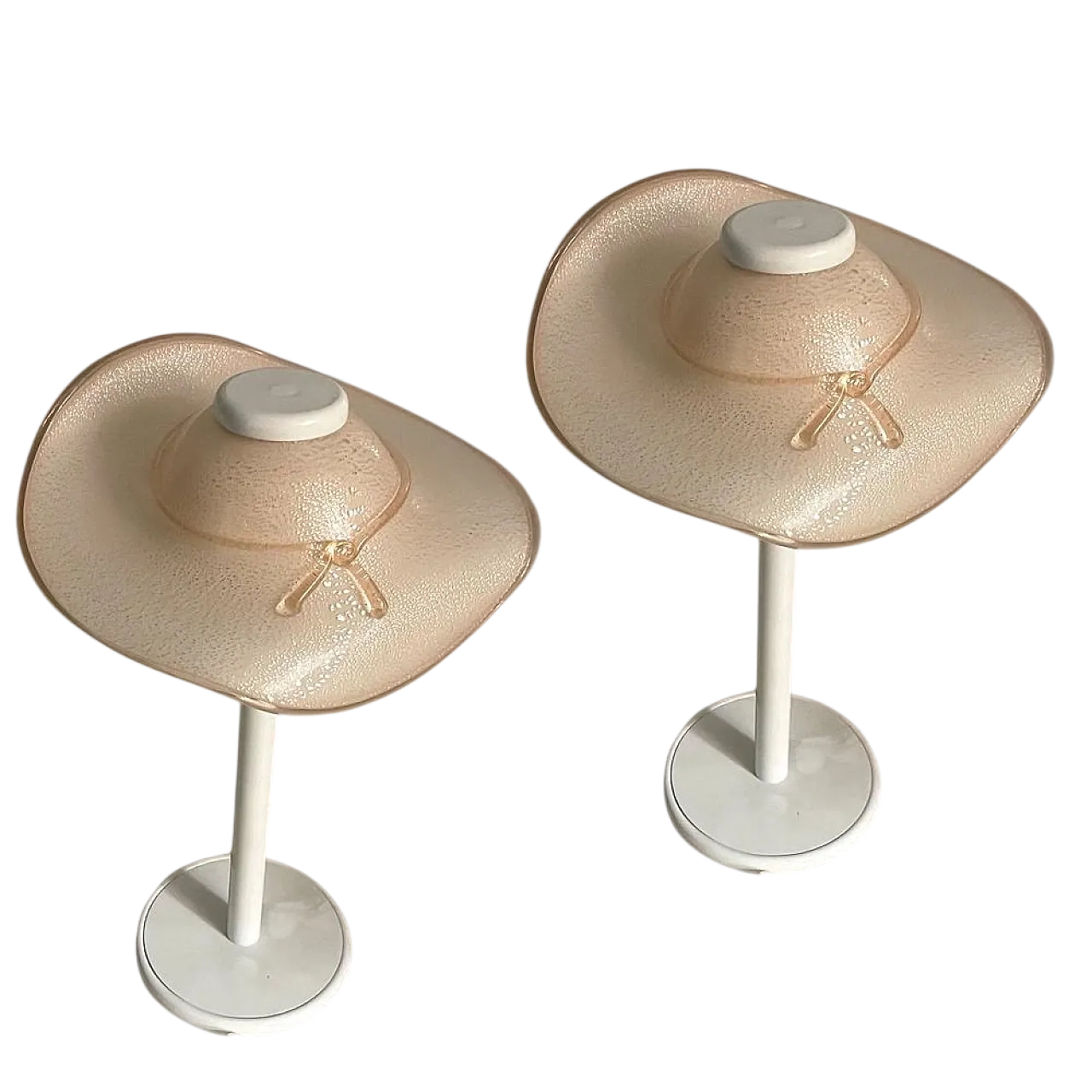 Pair of Mid-Century Italian Murano Glass Table Lamps,  80s 7