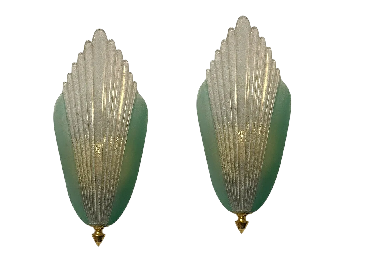 Pair of  Art Deco Murano glass sconces, 1970s 9