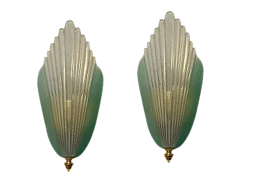 Pair of  Art Deco Murano glass sconces, 1970s