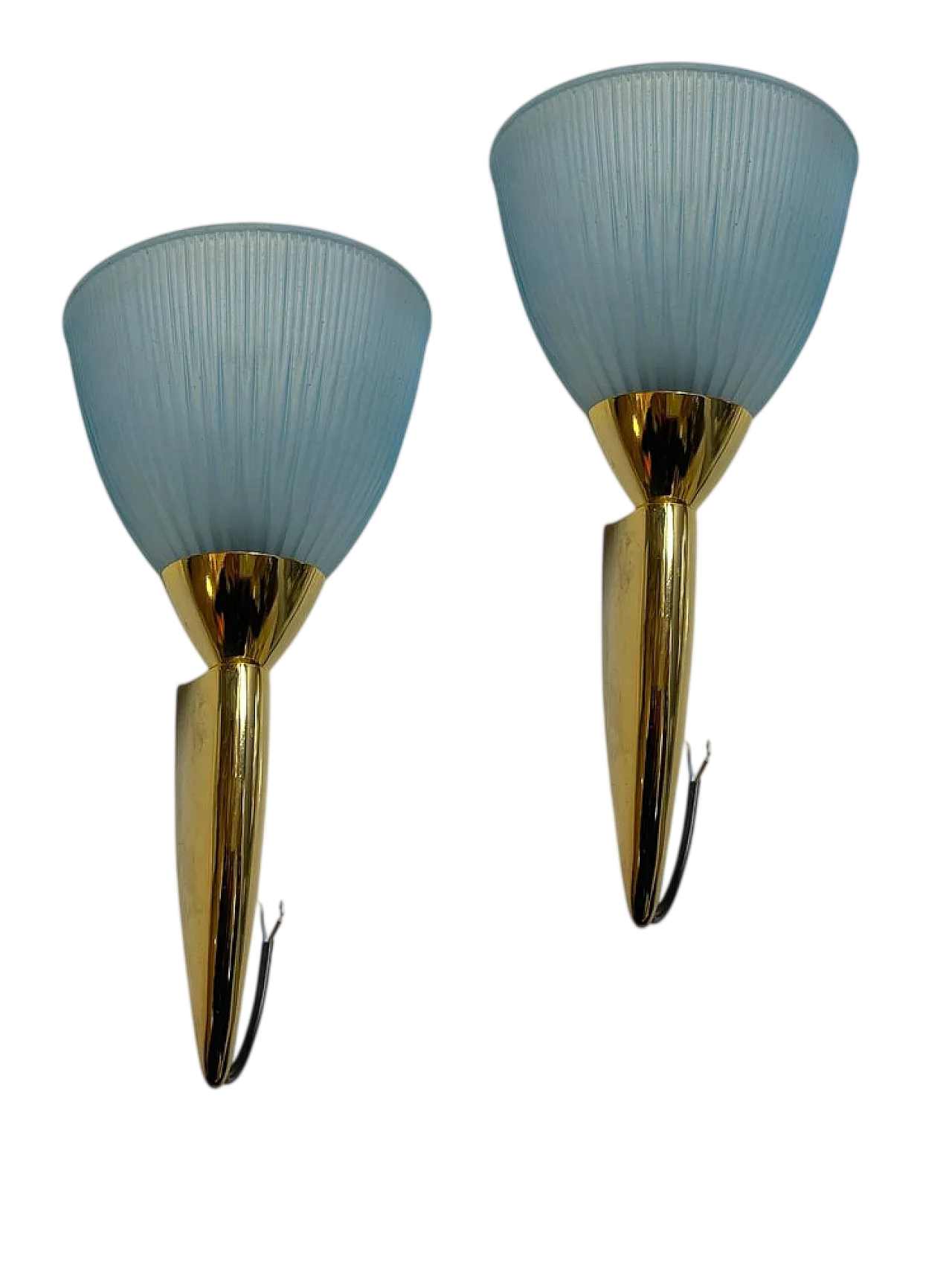 Pair of Murano glass and brass wall lights, 1970s 6