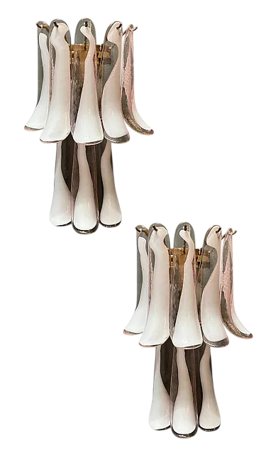 Large sconces with Murano glass feathers, 1970s, set of 2