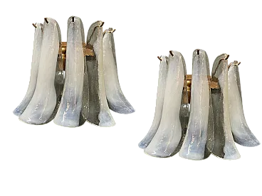 Murano glass and feather applique, 1980s, set of 2