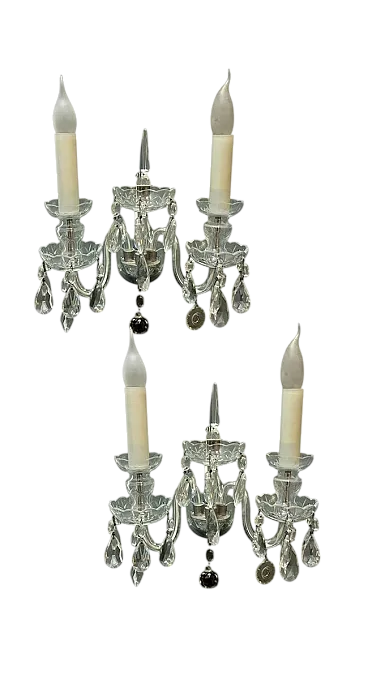 Crystal wall lights, 1970s, set of 2