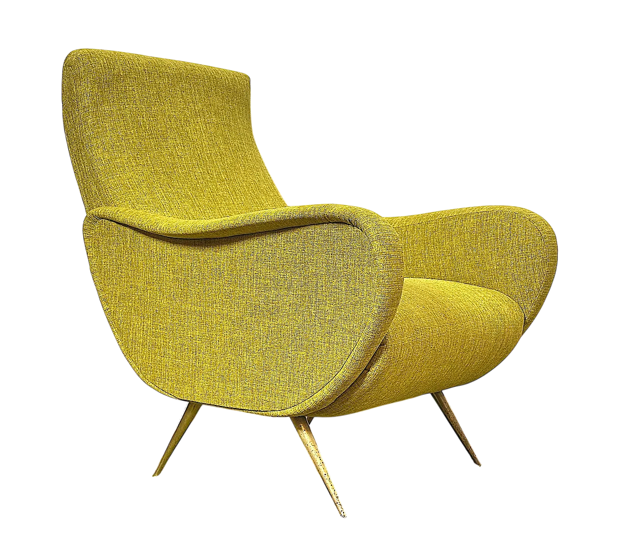 Lady armchair Marco Zanuso style, yellow, 1950s 14