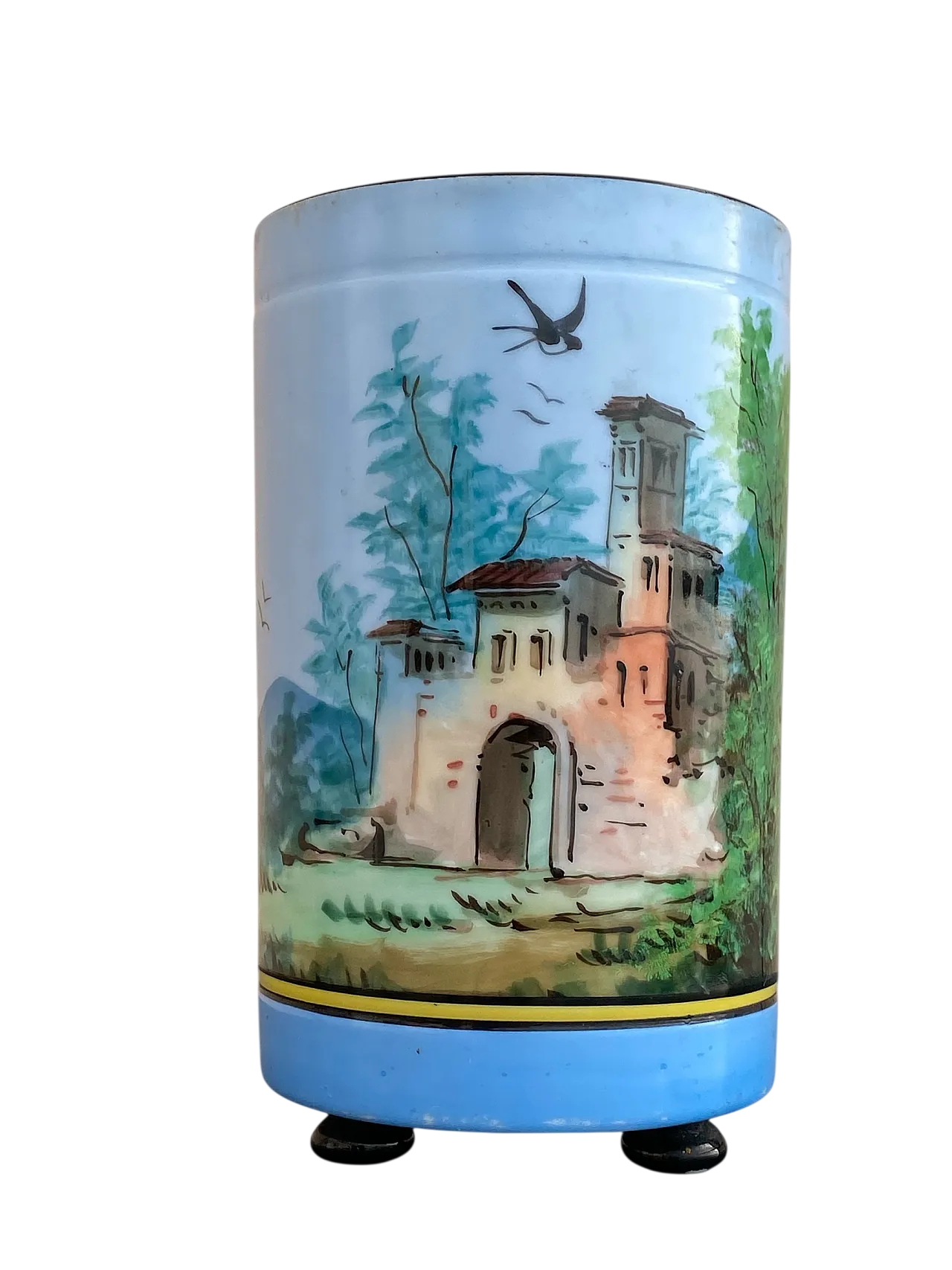 Vase Italian landscape hand-painted by Ginori, early 20th century 6