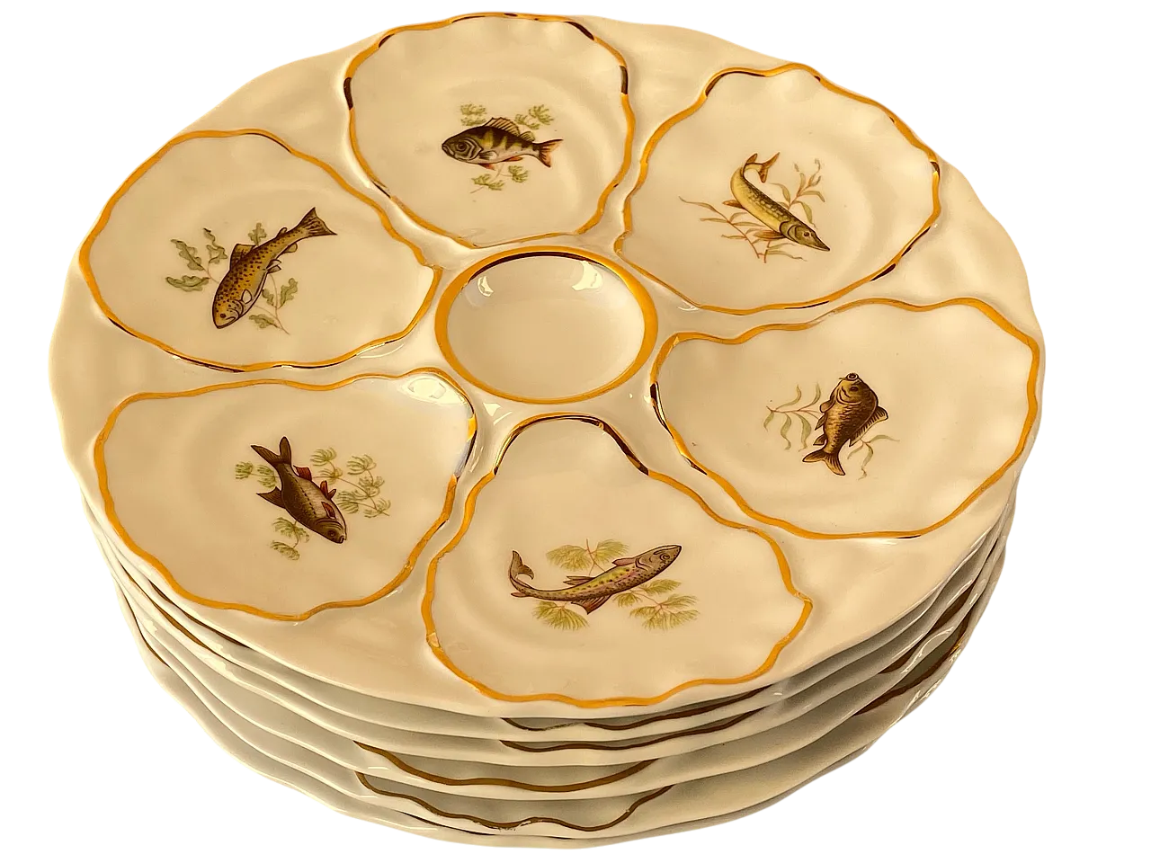 Set of 6 oyster plates, 30s 17