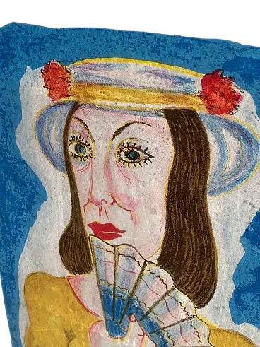 Woman with a fan 85/100 by Giuseppe Migneco, 60s