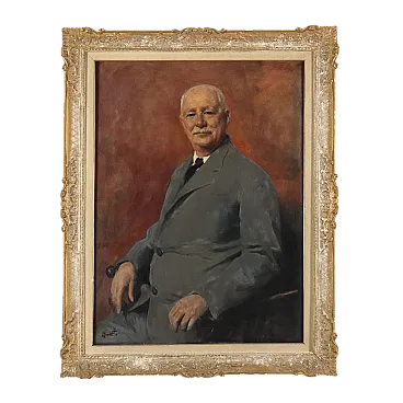 Ritratto di un uomo elegante e dignitoso, olio su tela, '900