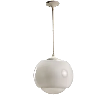 Plafoniera con diffusore in vetro bianco, '900