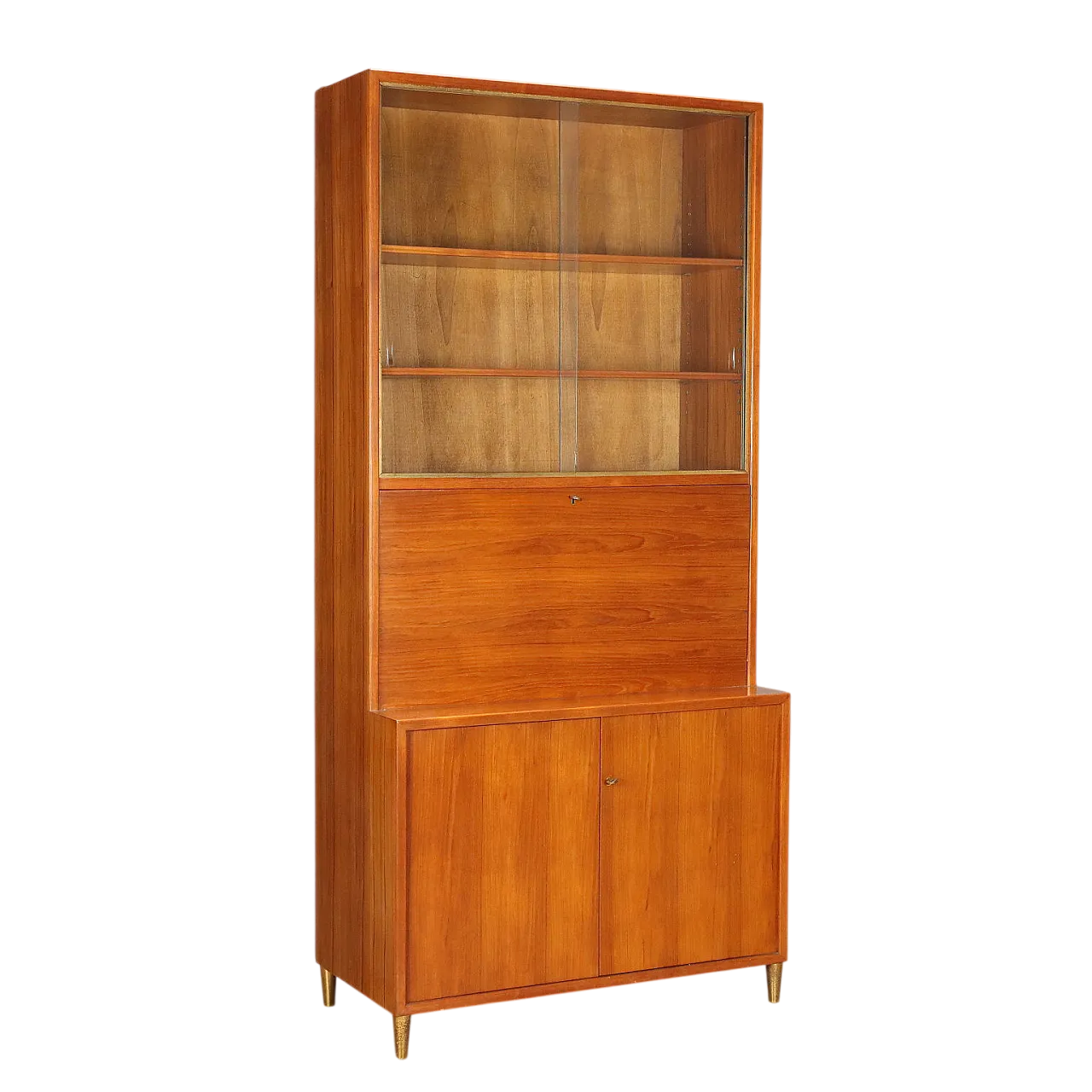 Mobile impiallacciato larice con particolari in ottone, '900 11