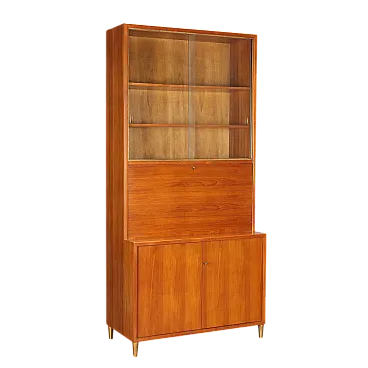 Mobile impiallacciato larice con particolari in ottone, '900