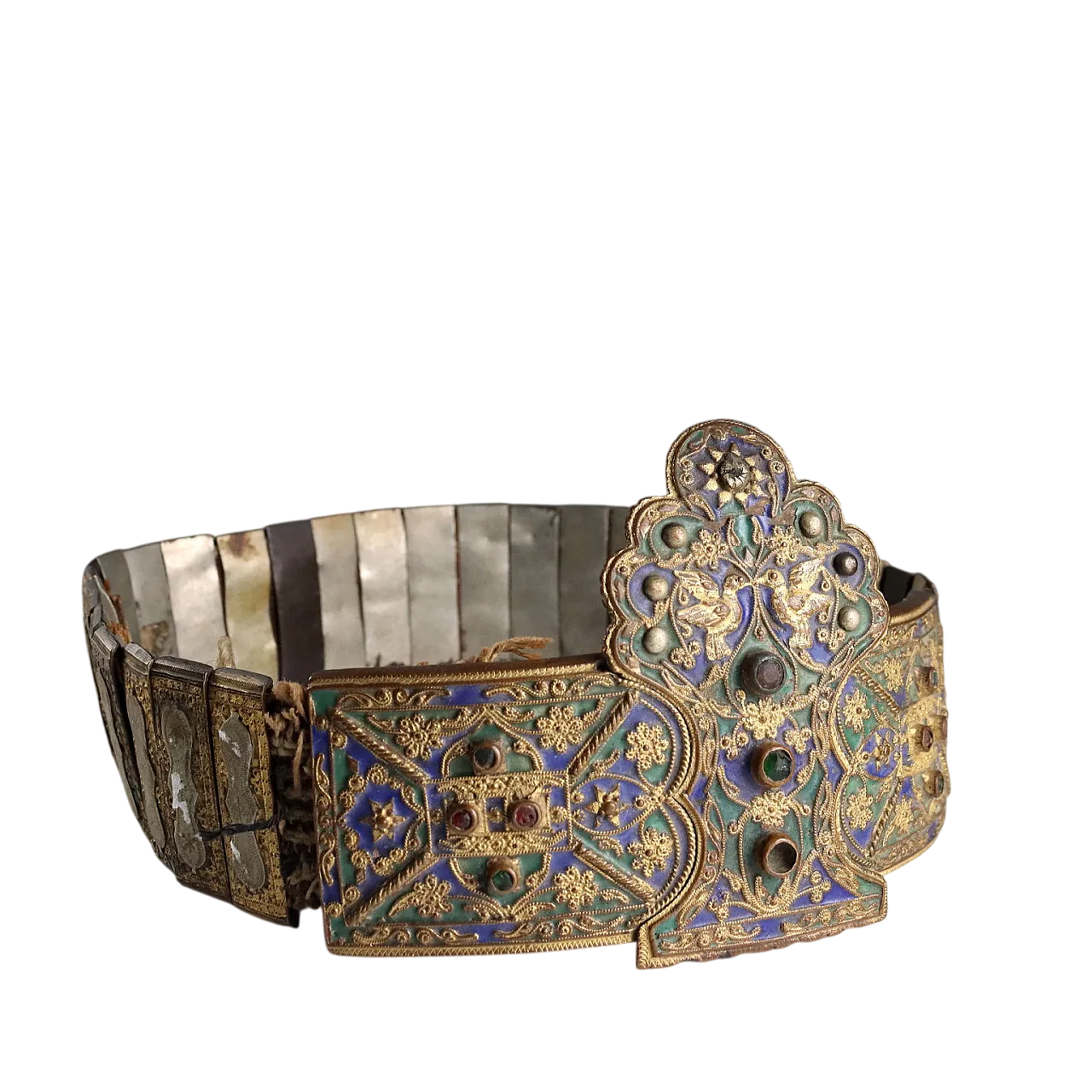 Ceremonial belt with engraved metal plaques, 20th century 11