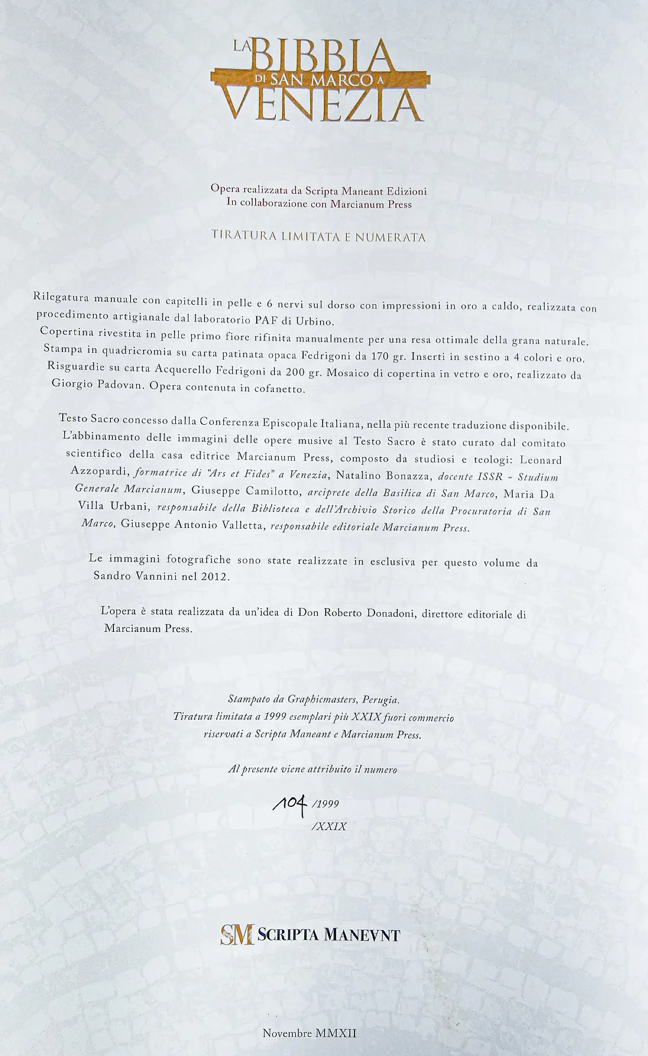 Bibbia di San Marco, Nuovo Testamento, anni 2000 19