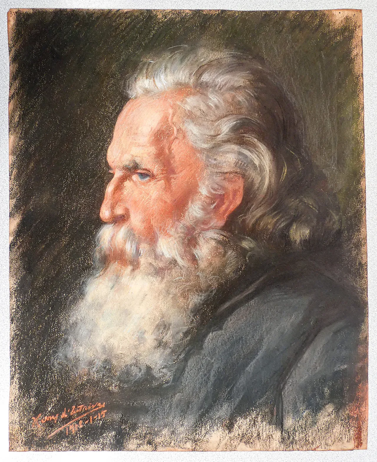 Portrait of a man, pastel on paper, early 20th century 2