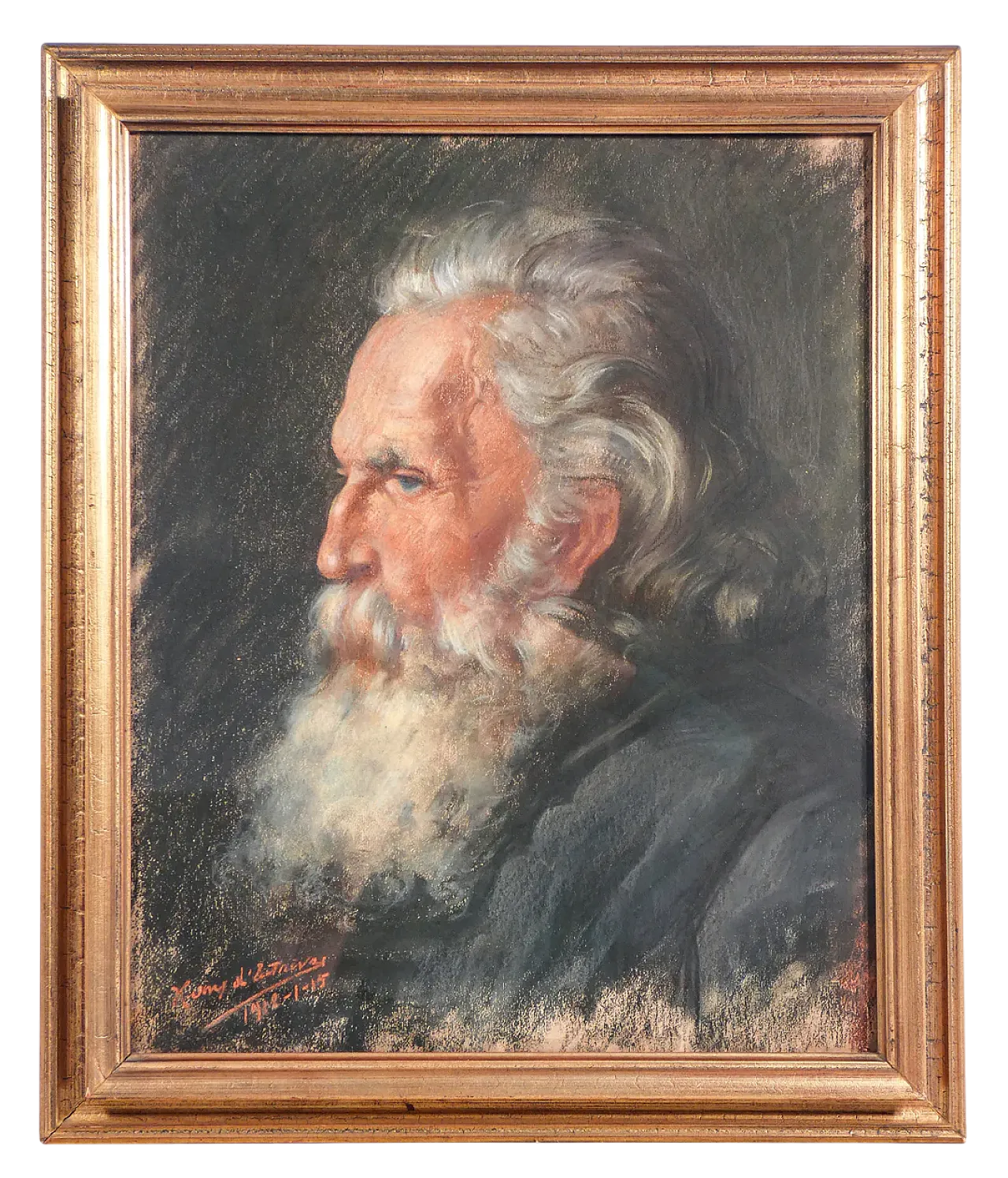 Portrait of a man, pastel on paper, early 20th century 7