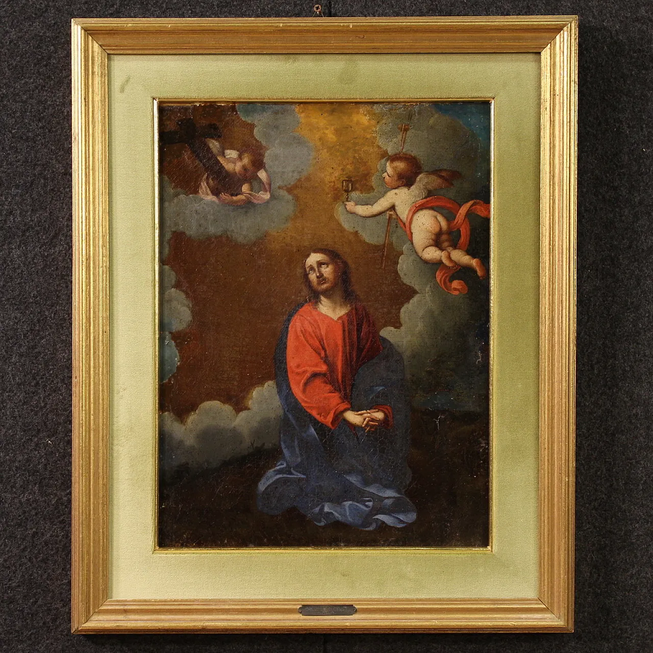 Italian painting Christ with angels, 17th century 1