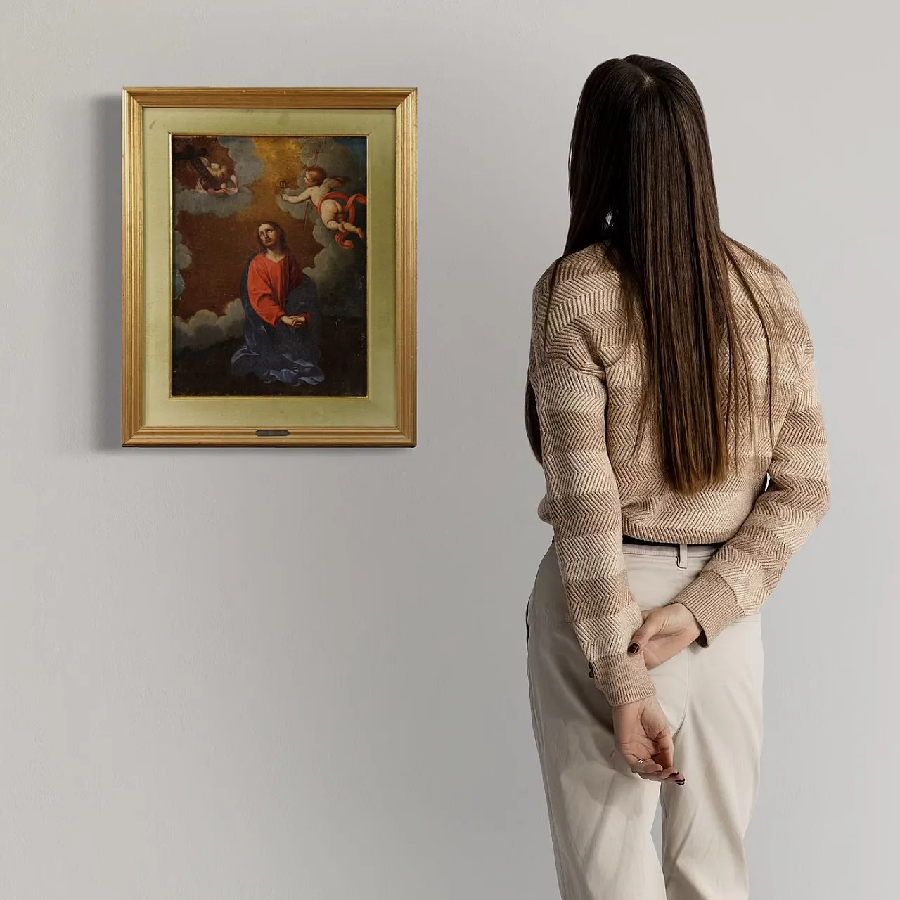 Italian painting Christ with angels, 17th century 2