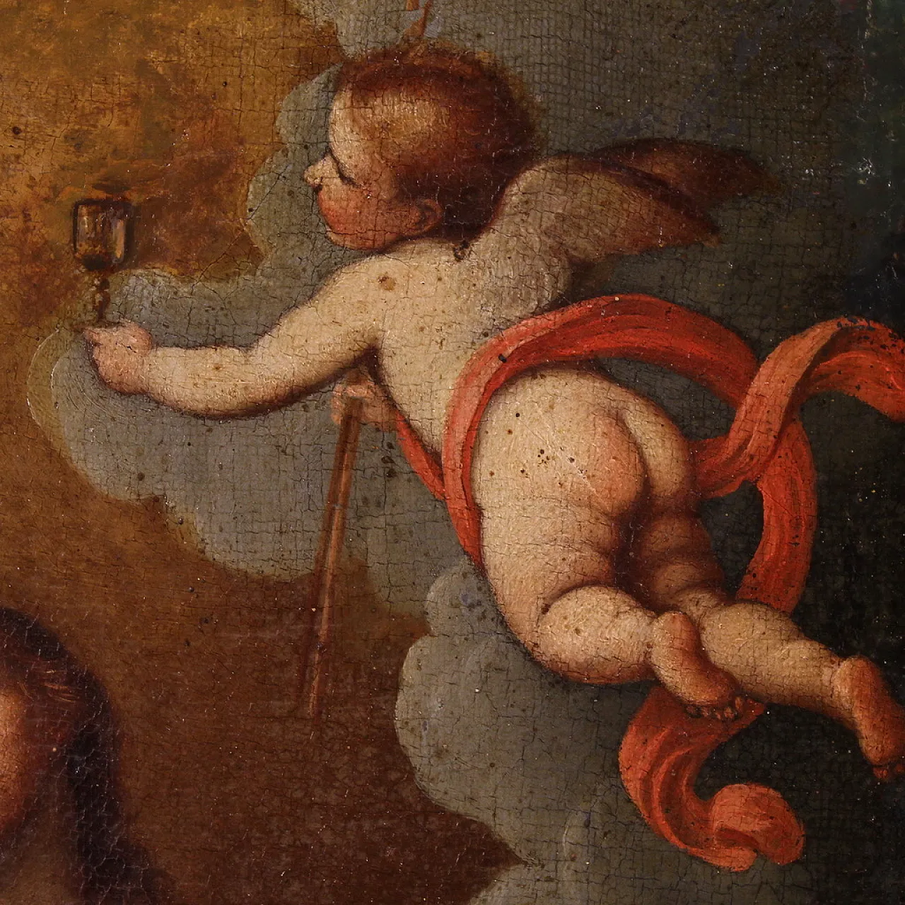 Italian painting Christ with angels, 17th century 6