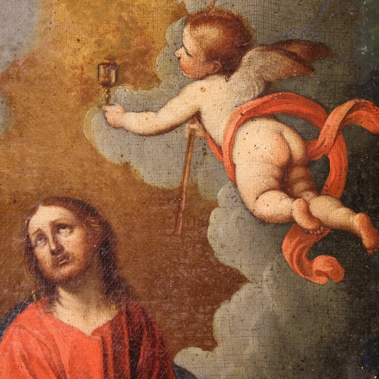Italian painting Christ with angels, 17th century 12