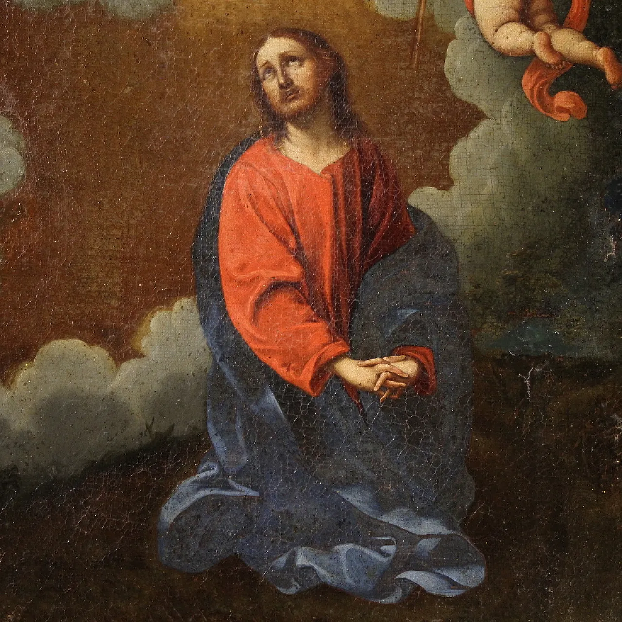 Italian painting Christ with angels, 17th century 14
