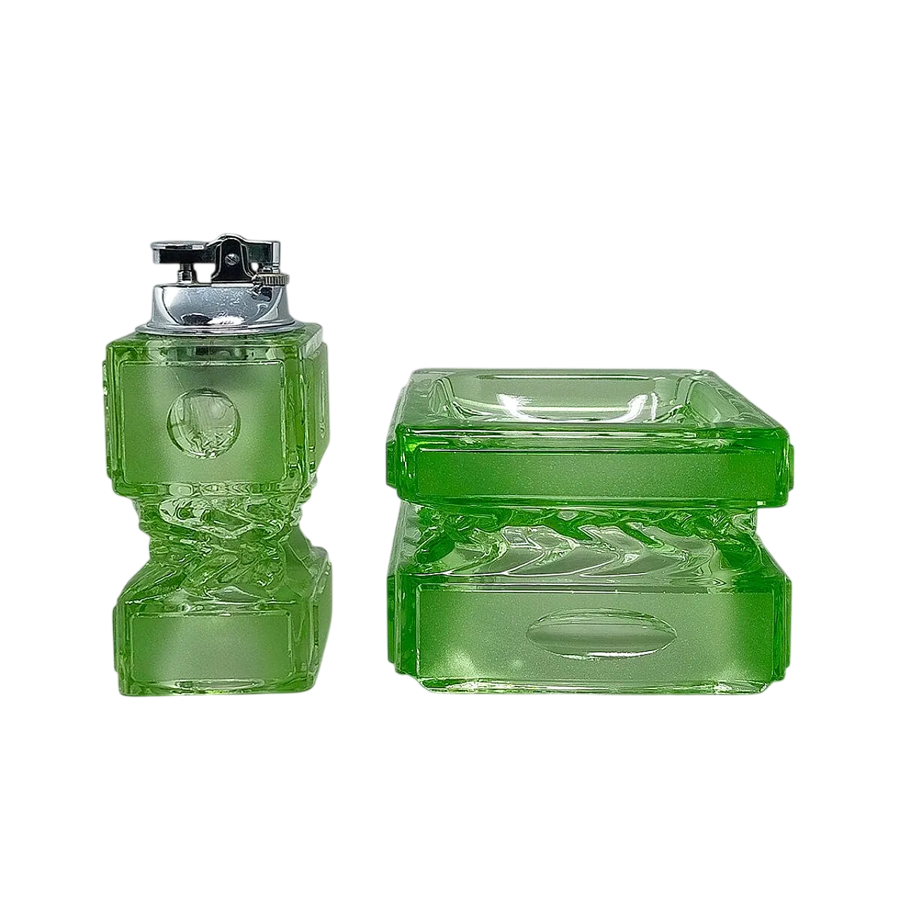 Green smoking set By Antonio Imperatore in Murano glass, 1970s 8