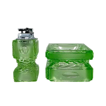 Set da fumo verde di Antonio Imperatore in vetro di Murano, anni '70