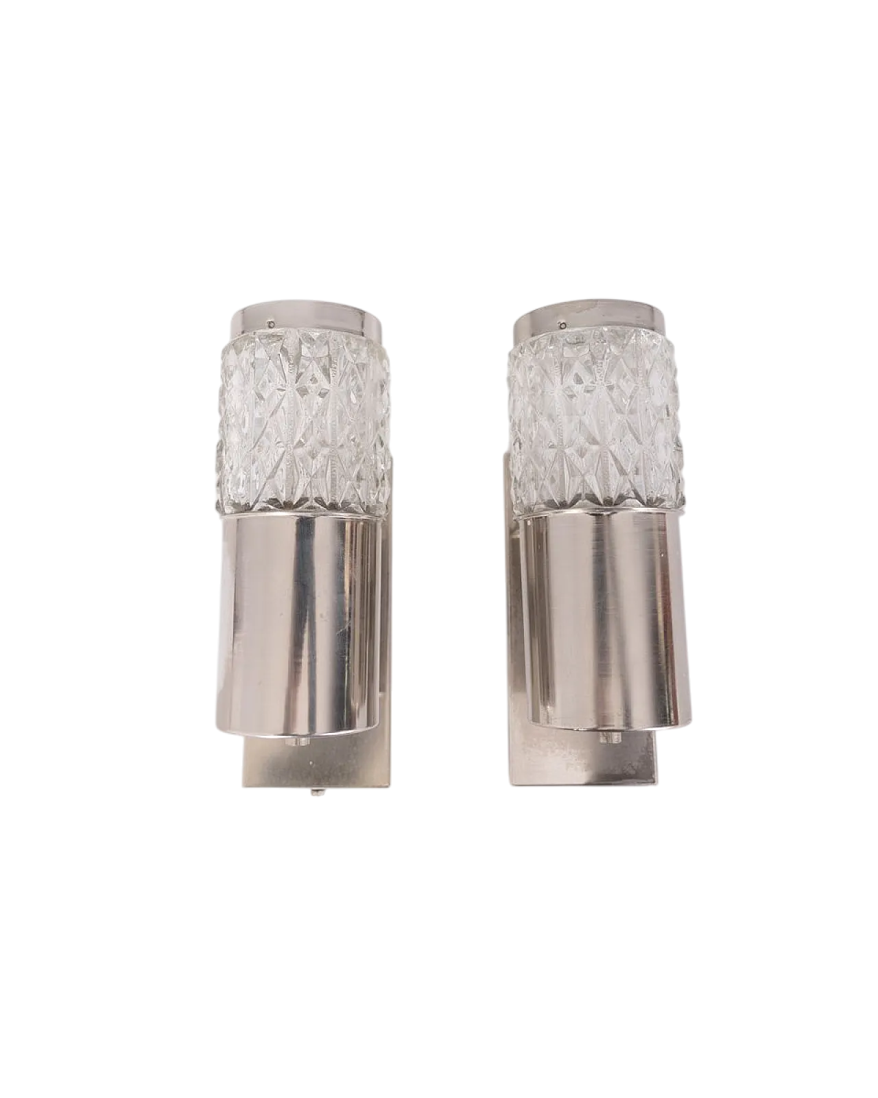 Pair of metal and glass wall lamps by Targetti, 1970s 9