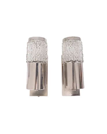 Pair of metal and glass wall lamps by Targetti, 1970s